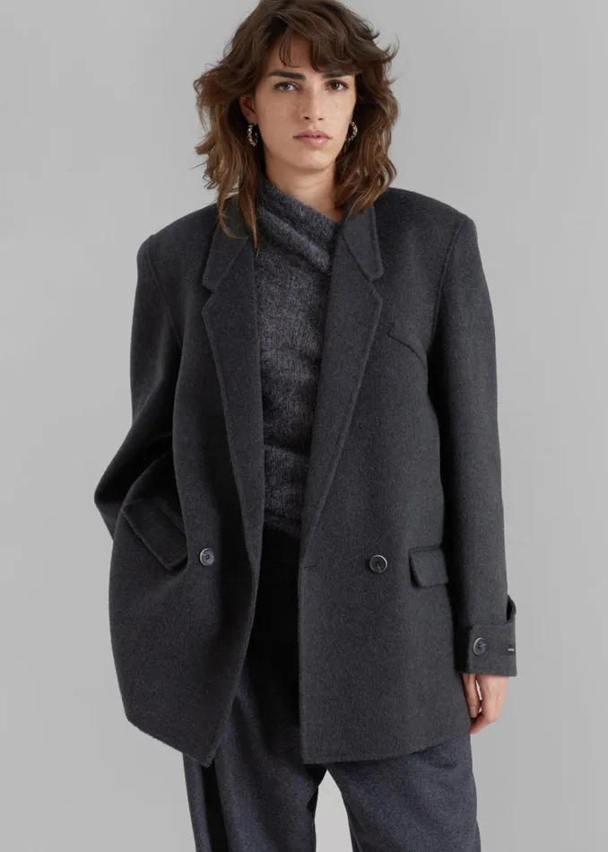 The Frankie Shop Kian Wool Blazer 8211 Charcoal Shop Outerwear