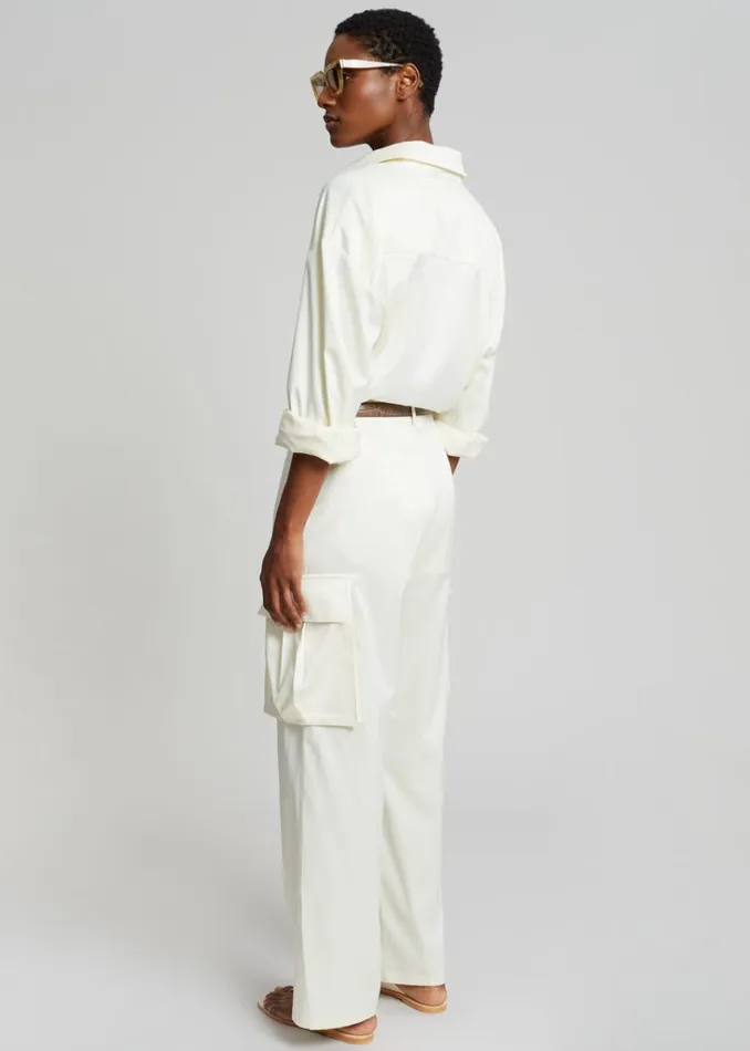 The Frankie Shop Lauren Silky Cargo Pants 8211 Cream Shop Bottoms