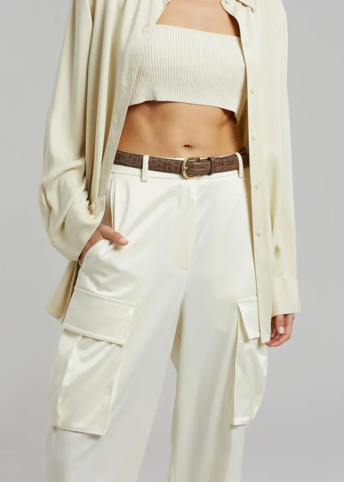 The Frankie Shop Lauren Silky Cargo Pants 8211 Cream Shop Bottoms