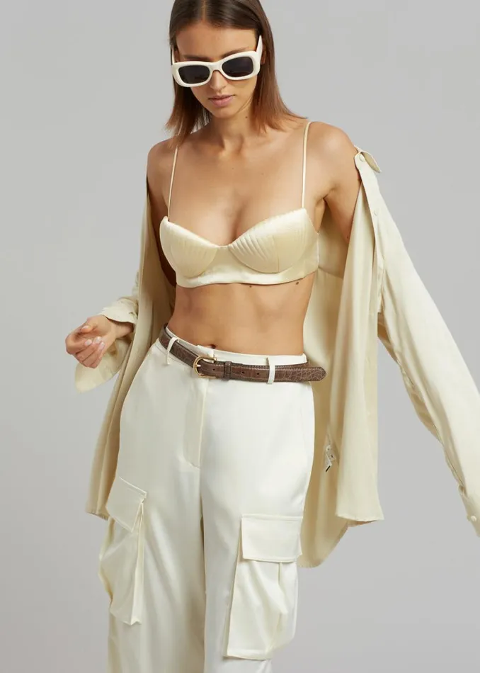 The Frankie Shop Lauren Silky Cargo Pants 8211 Cream Shop Bottoms