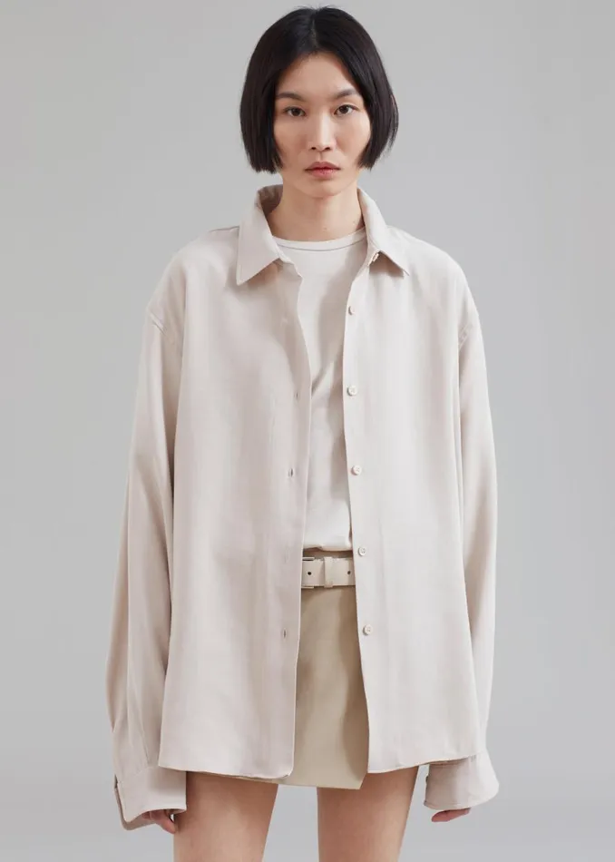 The Frankie Shop Lotta Fluid Shirt 8211 Beige Shop Tops