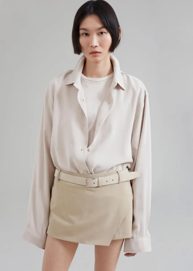 The Frankie Shop Lotta Fluid Shirt 8211 Beige Shop Tops