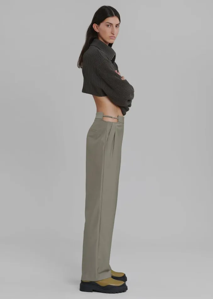 The Frankie Shop Louise Cut Out Trousers 8211 Olive Shop Bottoms