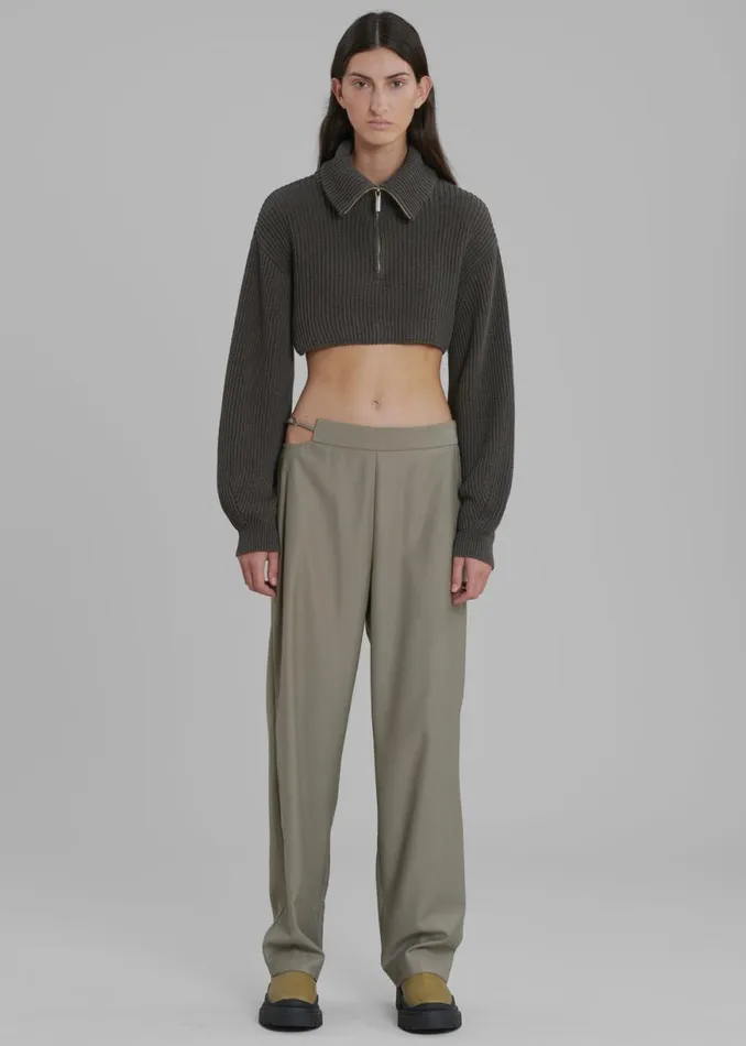 The Frankie Shop Louise Cut Out Trousers 8211 Olive Shop Bottoms