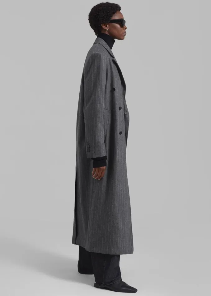 The Frankie Shop Loulou Studio Ido Long Coat 8211 Grey Stripes Shop Clothing