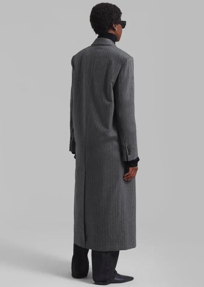 The Frankie Shop Loulou Studio Ido Long Coat 8211 Grey Stripes Shop Clothing