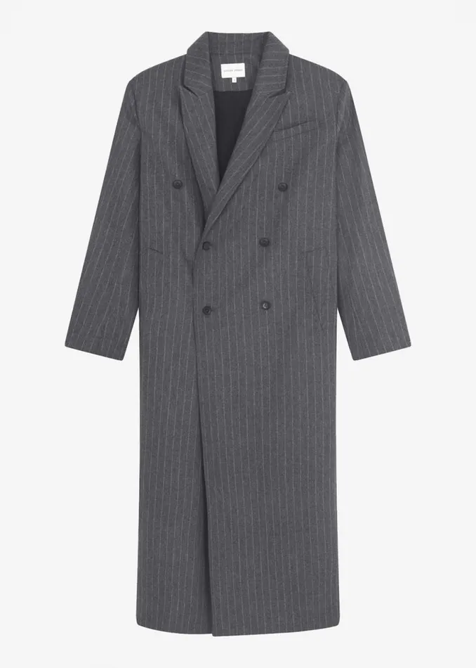 The Frankie Shop Loulou Studio Ido Long Coat 8211 Grey Stripes Shop Clothing
