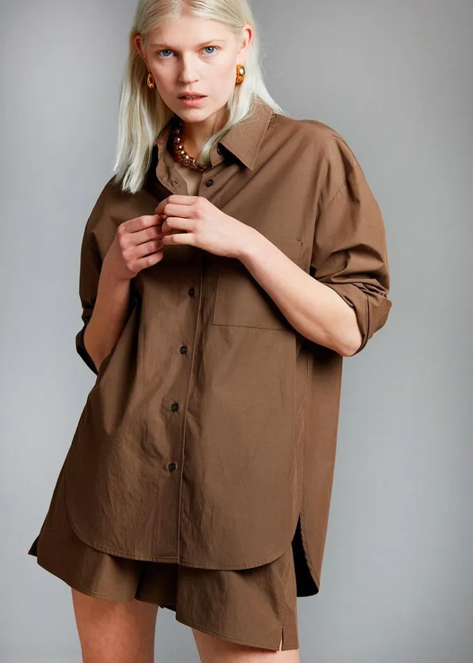 The Frankie Shop Lui Organic Cotton Shirt 8211 Chocolate Shop Tops