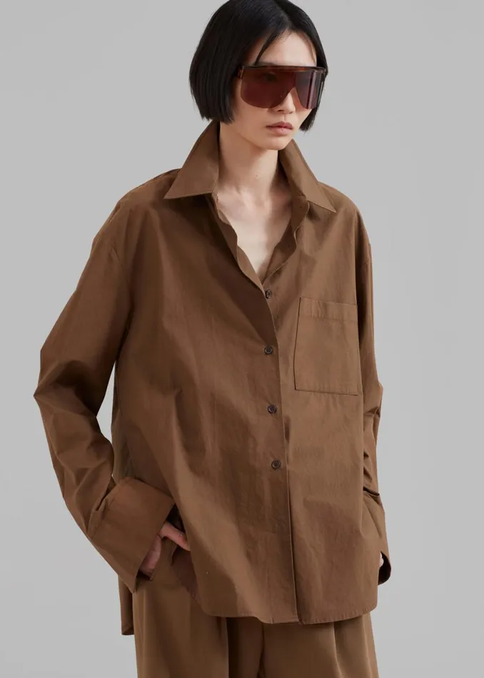 The Frankie Shop Lui Organic Cotton Shirt 8211 Chocolate Shop Tops