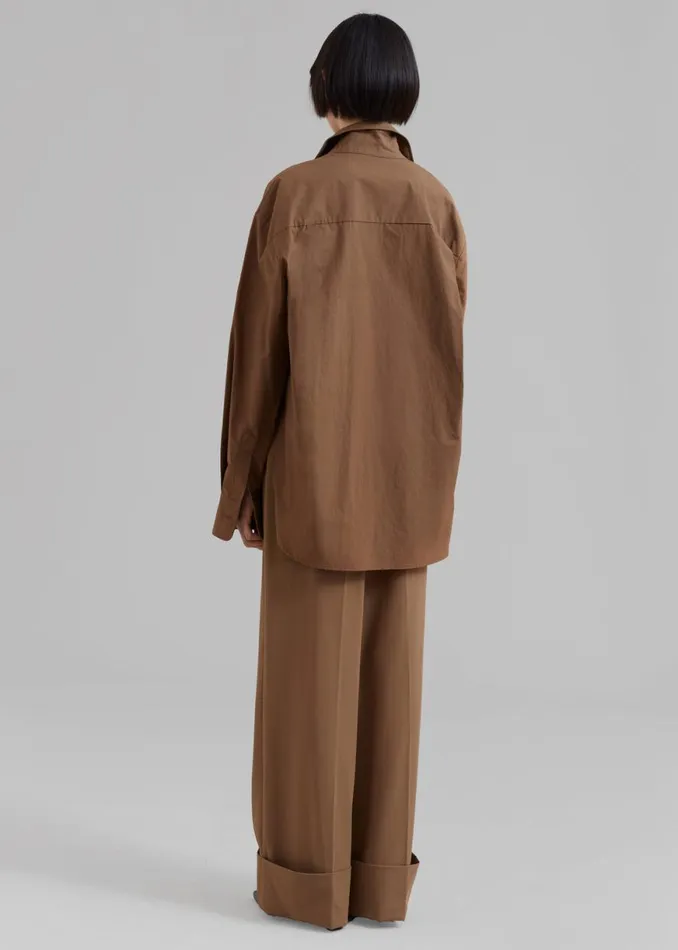 The Frankie Shop Lui Organic Cotton Shirt 8211 Chocolate Shop Tops