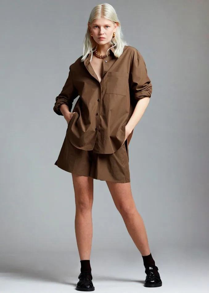 The Frankie Shop Lui Organic Cotton Shirt 8211 Chocolate Shop Tops
