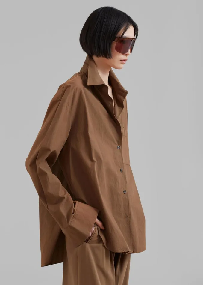 The Frankie Shop Lui Organic Cotton Shirt 8211 Chocolate Shop Tops