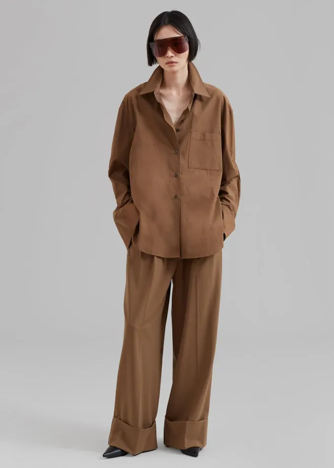 The Frankie Shop Lui Organic Cotton Shirt 8211 Chocolate Shop Tops