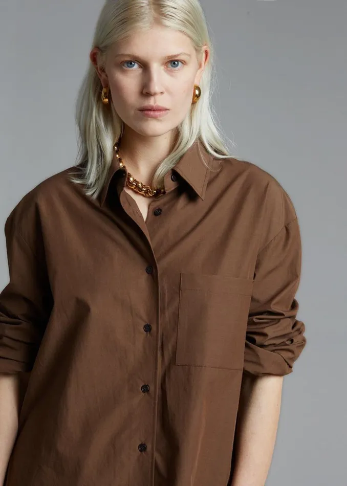 The Frankie Shop Lui Organic Cotton Shirt 8211 Chocolate Shop Tops