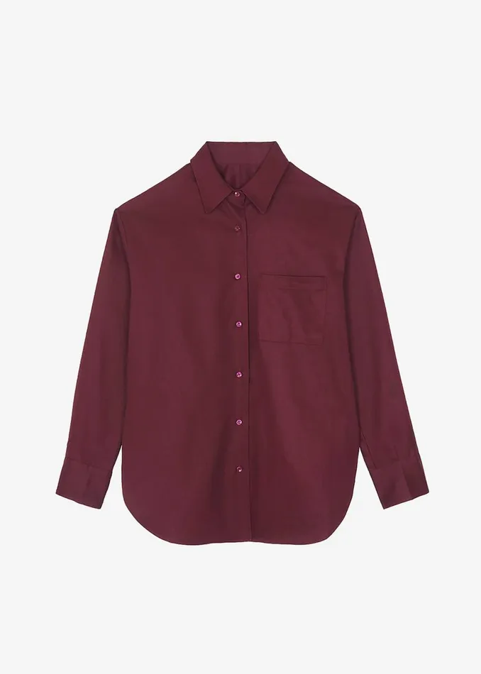 The Frankie Shop Lui Twill Overshirt 8211 Burgundy Shop Tops