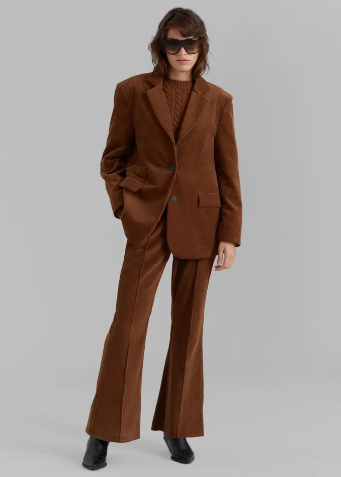 The Frankie Shop Lydian Corduroy Flare Pants 8211 Brown Shop Bottoms