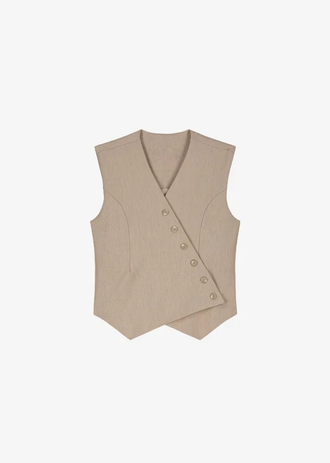 The Frankie Shop Maesa Cross Vest 8211 Taupe Melange Shop Outerwear