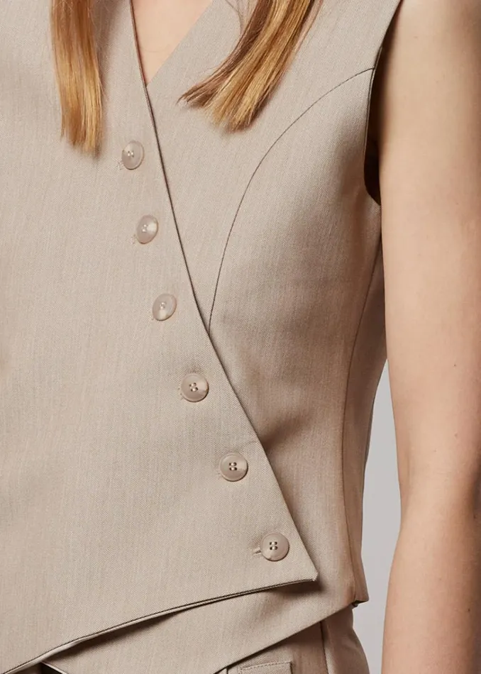 The Frankie Shop Maesa Cross Vest 8211 Taupe Melange Shop Outerwear