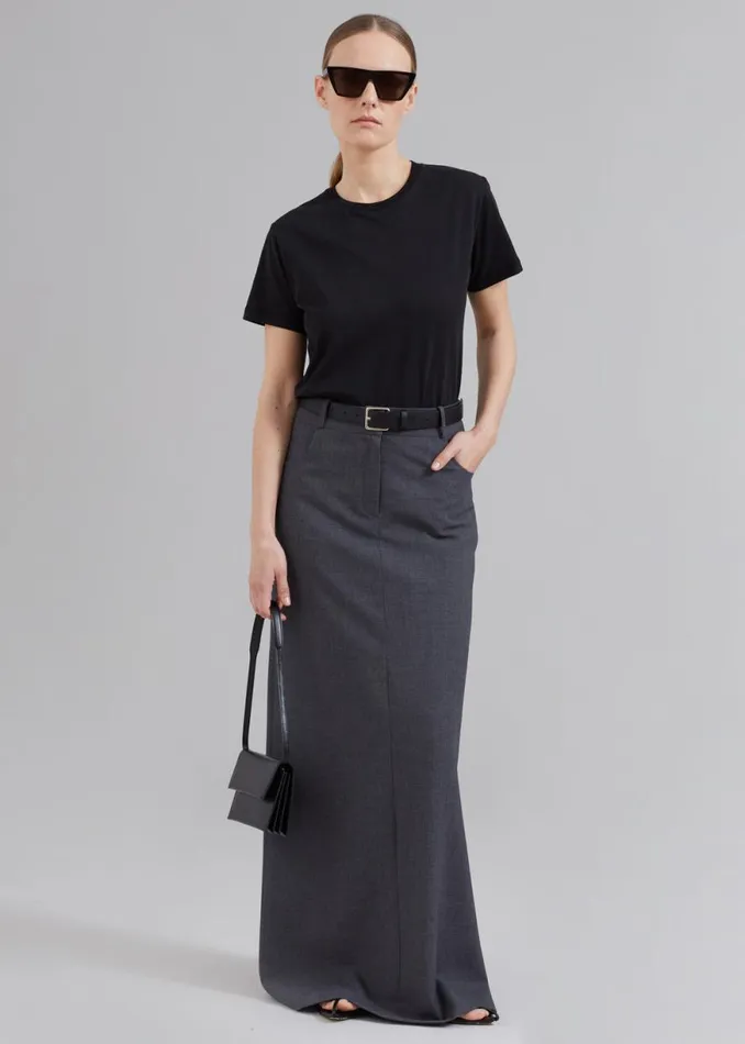 The Frankie Shop Malvo Long Pencil Skirt 8211 Charcoal Shop Bottoms