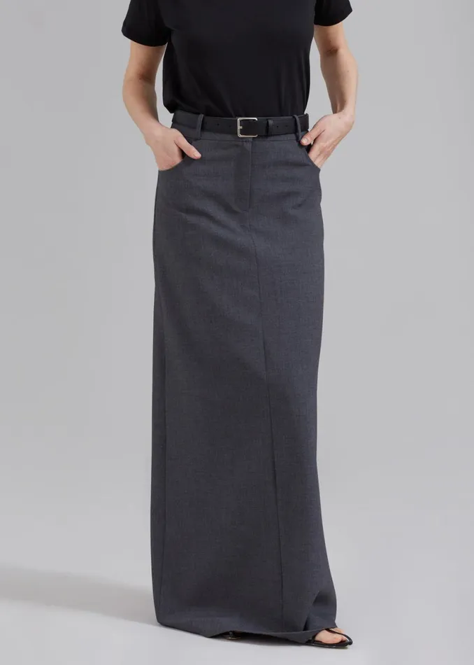 The Frankie Shop Malvo Long Pencil Skirt 8211 Charcoal Shop Bottoms