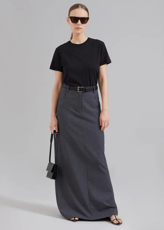 The Frankie Shop Malvo Long Pencil Skirt 8211 Charcoal Shop Bottoms
