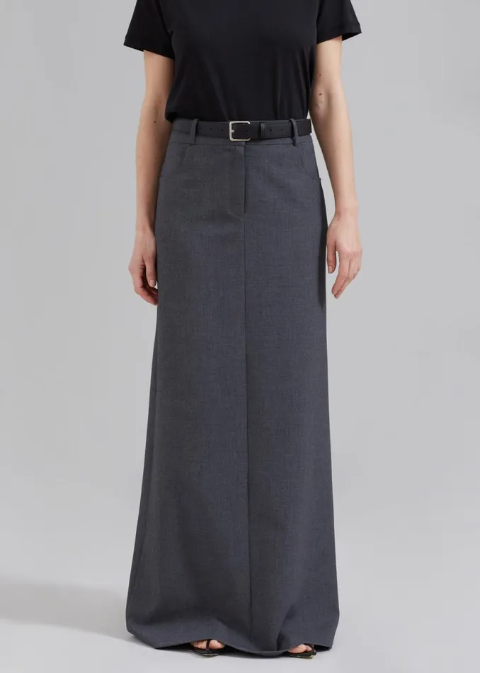 The Frankie Shop Malvo Long Pencil Skirt 8211 Charcoal Shop Bottoms