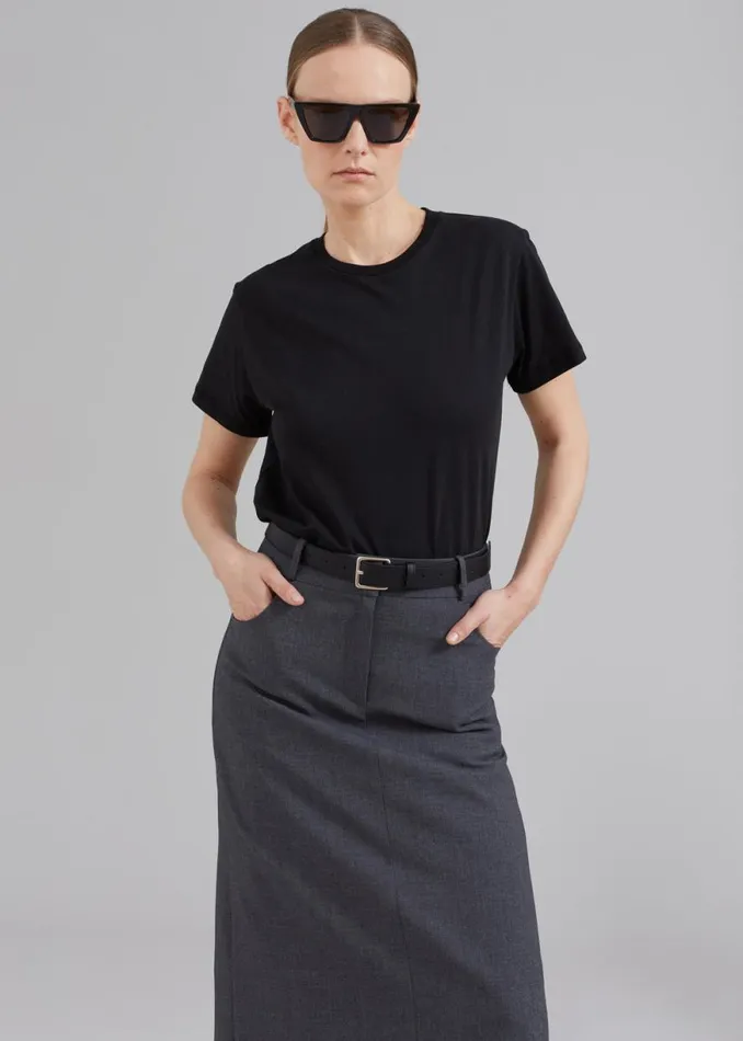 The Frankie Shop Malvo Long Pencil Skirt 8211 Charcoal Shop Bottoms
