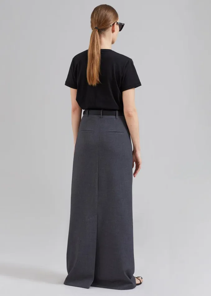 The Frankie Shop Malvo Long Pencil Skirt 8211 Charcoal Shop Bottoms