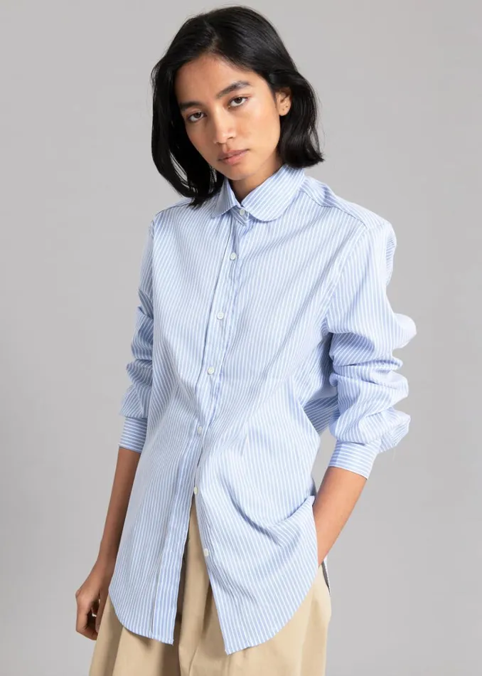 The Frankie Shop Mina Shirt 8211 Blue Stripe Shop Tops