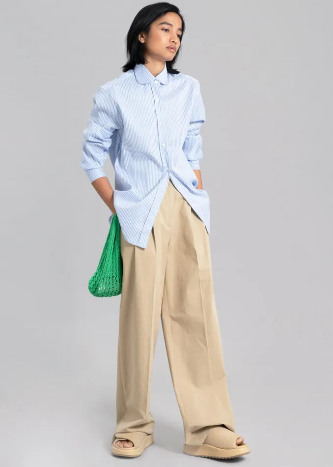 The Frankie Shop Mina Shirt 8211 Blue Stripe Shop Tops