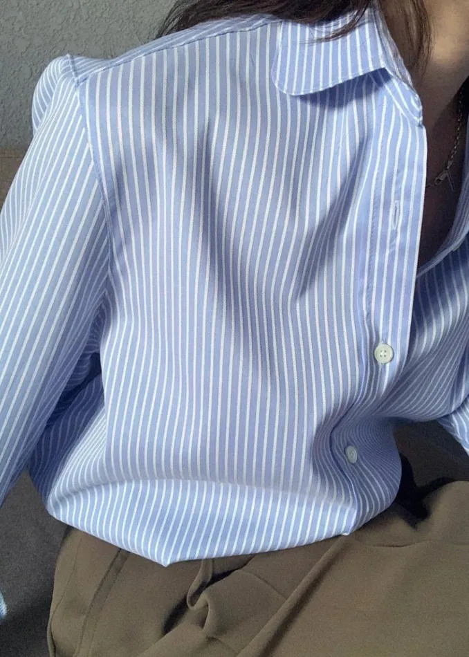 The Frankie Shop Mina Shirt 8211 Blue Stripe Shop Tops