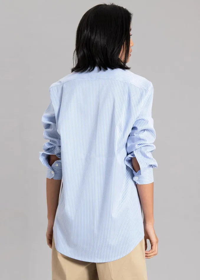 The Frankie Shop Mina Shirt 8211 Blue Stripe Shop Tops