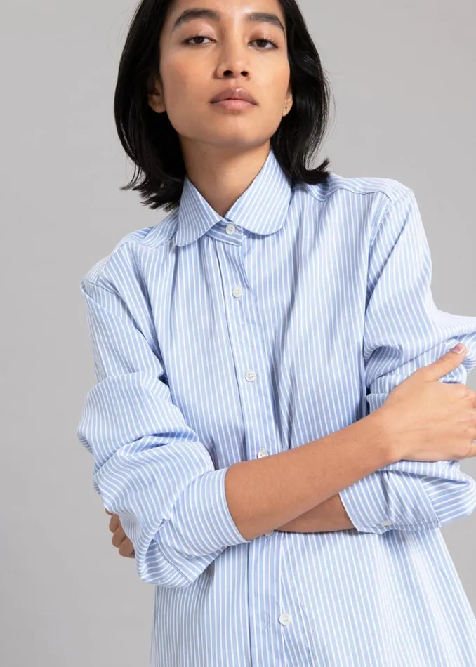 The Frankie Shop Mina Shirt 8211 Blue Stripe Shop Tops