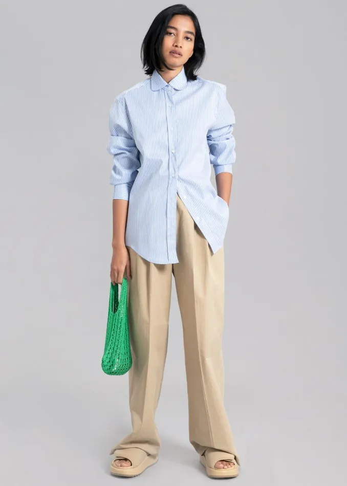The Frankie Shop Mina Shirt 8211 Blue Stripe Shop Tops