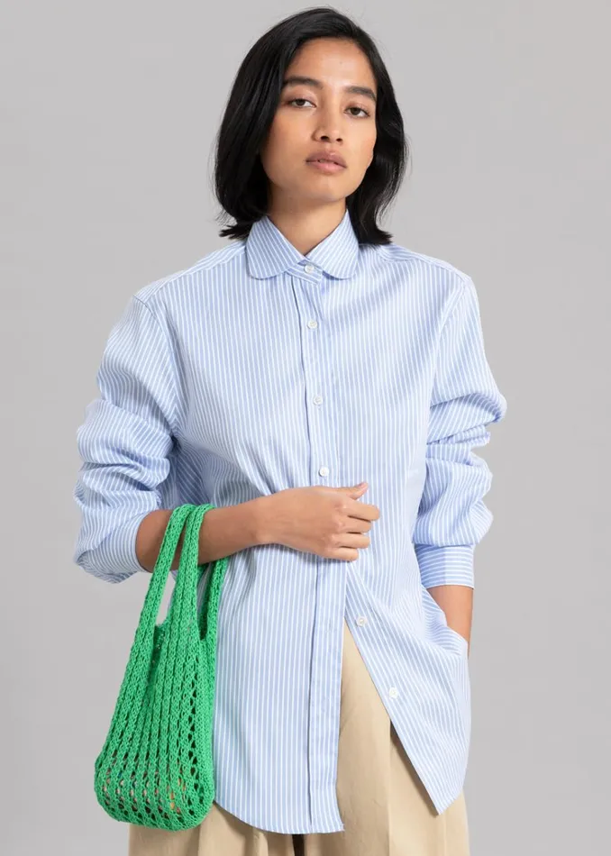 The Frankie Shop Mina Shirt 8211 Blue Stripe Shop Tops