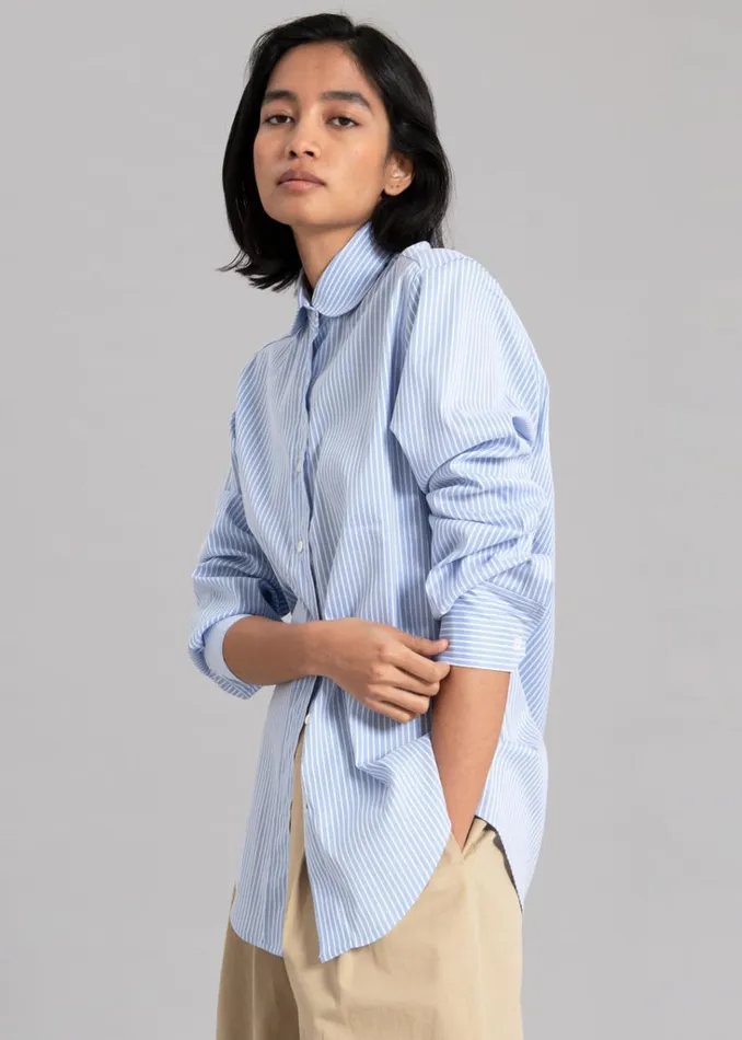 The Frankie Shop Mina Shirt 8211 Blue Stripe Shop Tops