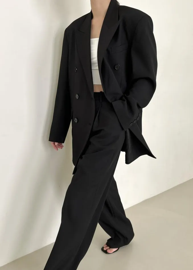 The Frankie Shop Nessi Double Breasted Blazer 8211 Black Shop Suits