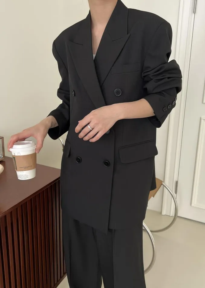 The Frankie Shop Nessi Double Breasted Blazer 8211 Black Shop Suits