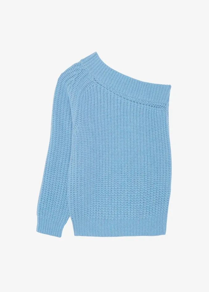 The Frankie Shop Pansy One Shoulder Knit Top 8211 Blue Shop Knitwear