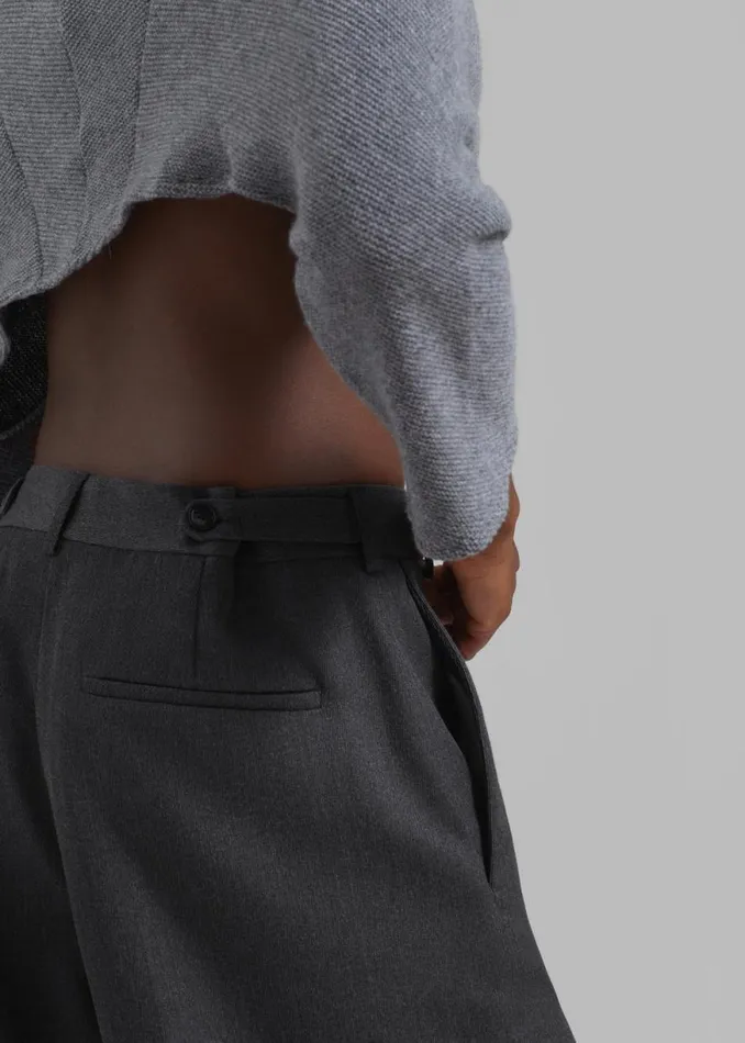 The Frankie Shop Rhe Wide Leg Trousers 8211 Grey Melange Shop Clothing