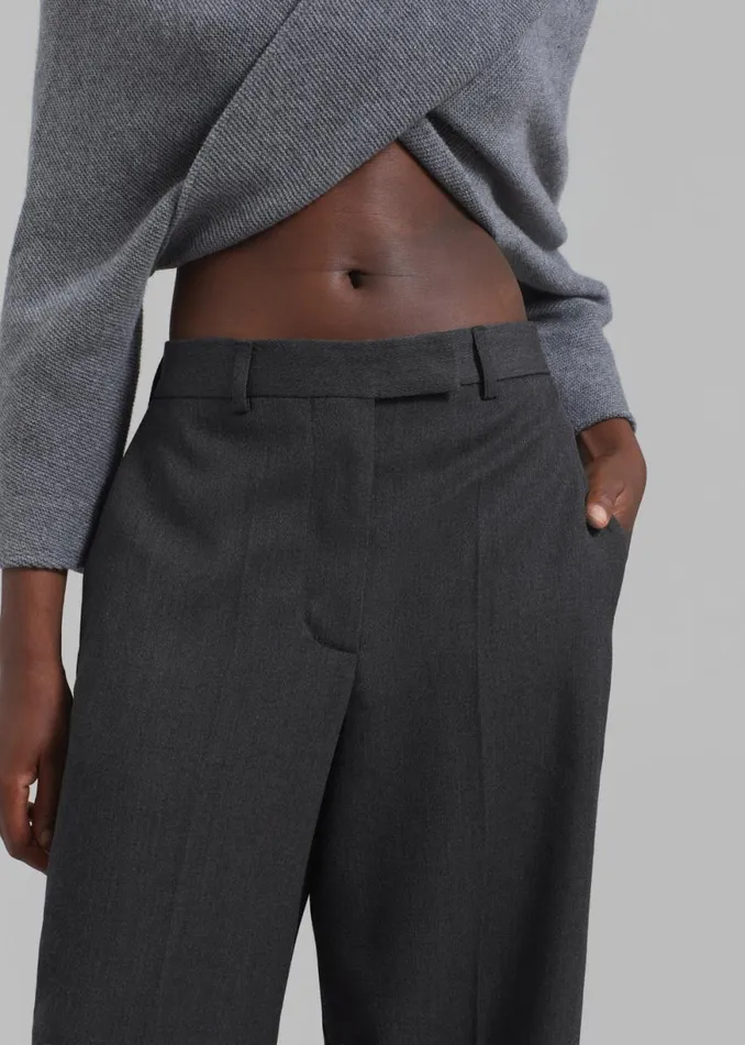 The Frankie Shop Rhe Wide Leg Trousers 8211 Grey Melange Shop Clothing