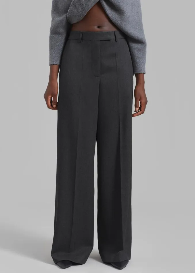 The Frankie Shop Rhe Wide Leg Trousers 8211 Grey Melange Shop Clothing