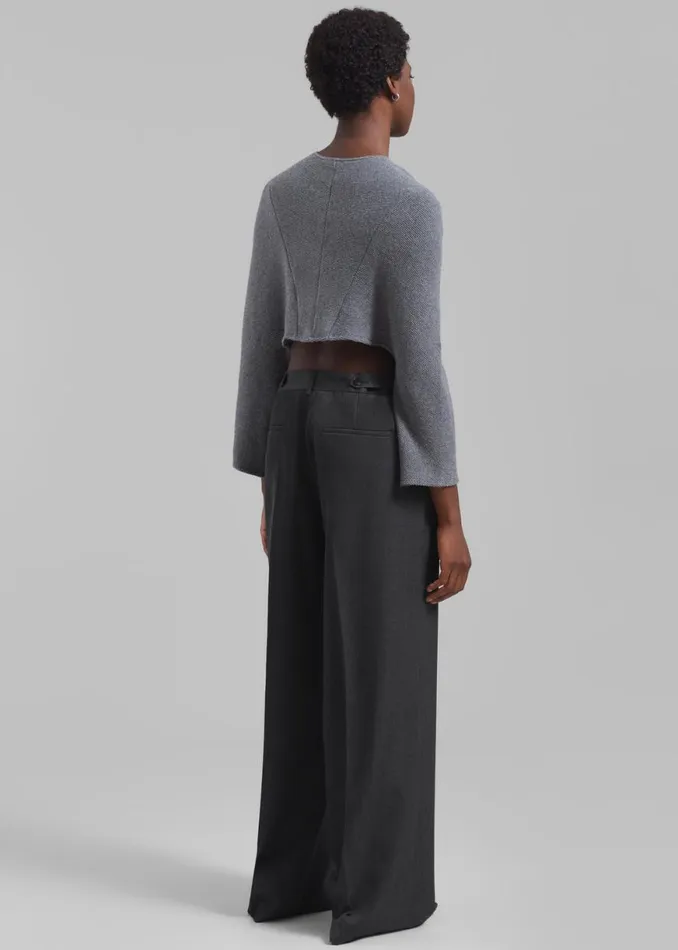 The Frankie Shop Rhe Wide Leg Trousers 8211 Grey Melange Shop Clothing