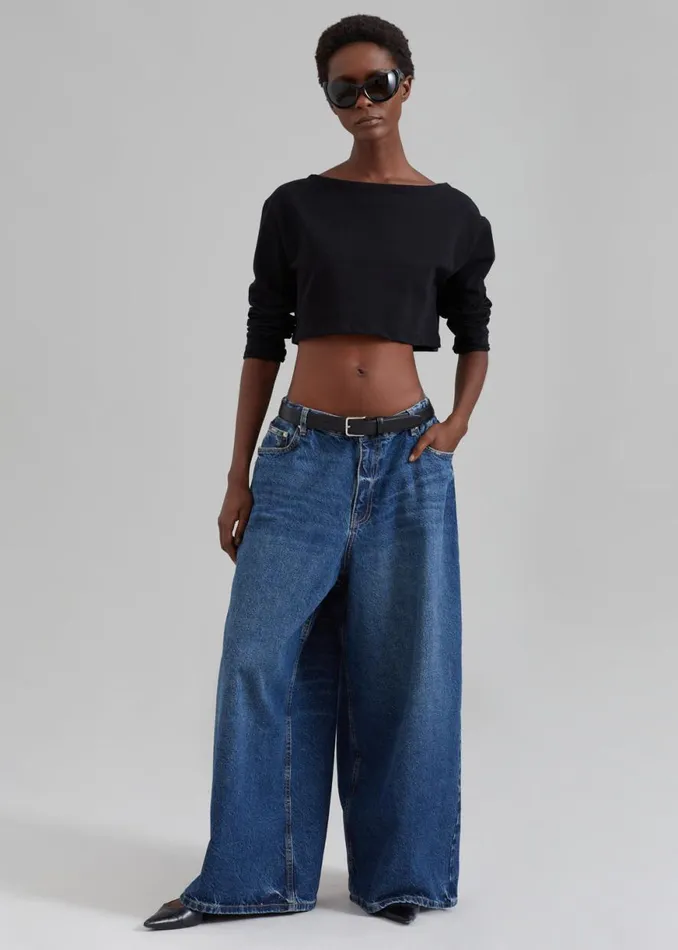 The Frankie Shop Sasha Wide Leg Jeans 8211 Dark Blue Shop Clothing