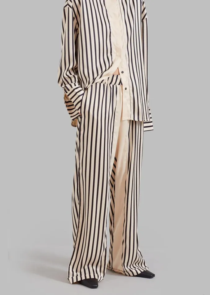 The Frankie Shop Solaqua The Resort Pants 8211 BlackOff White Shop Bottoms