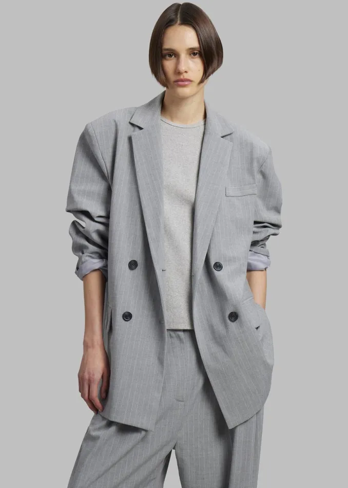 The Frankie Shop Sybil Blazer 8211 Grey Pinstripe Shop Suits