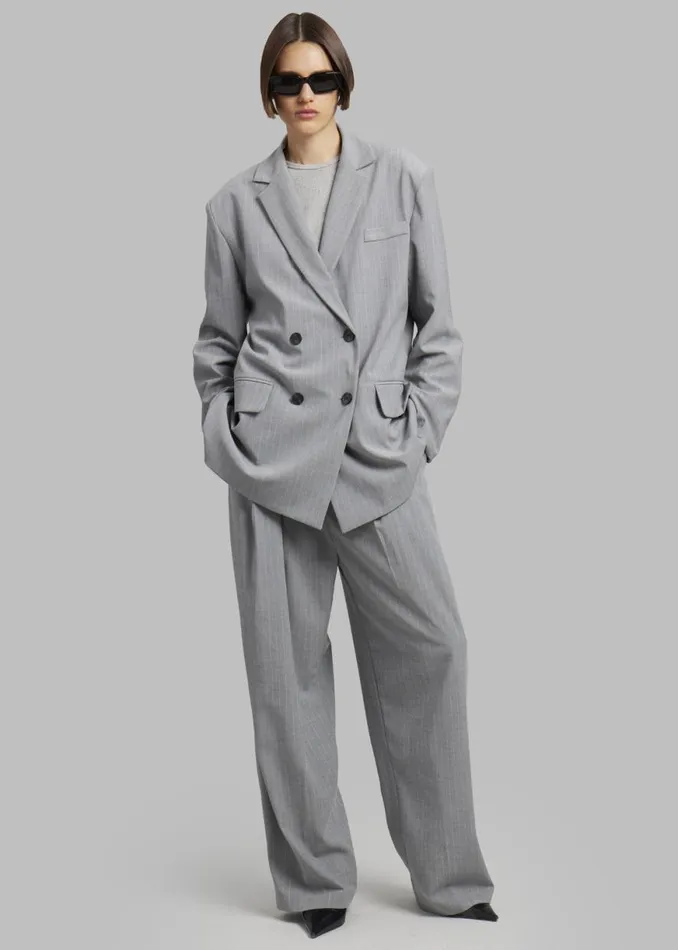 The Frankie Shop Sybil Blazer 8211 Grey Pinstripe Shop Suits