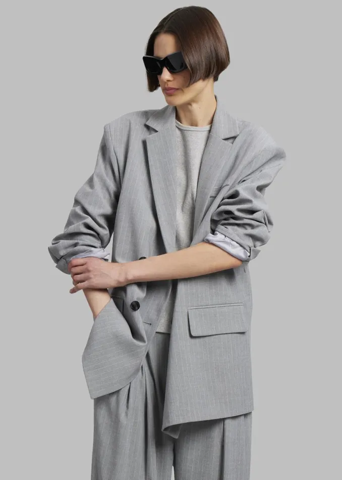 The Frankie Shop Sybil Blazer 8211 Grey Pinstripe Shop Suits