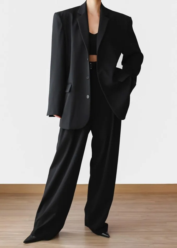 The Frankie Shop Tansy Oversized Blazer 8211 Black Shop Suits