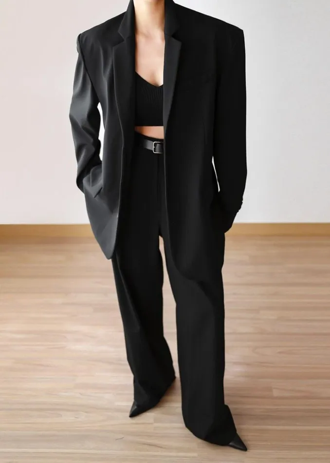 The Frankie Shop Tansy Oversized Blazer 8211 Black Shop Suits